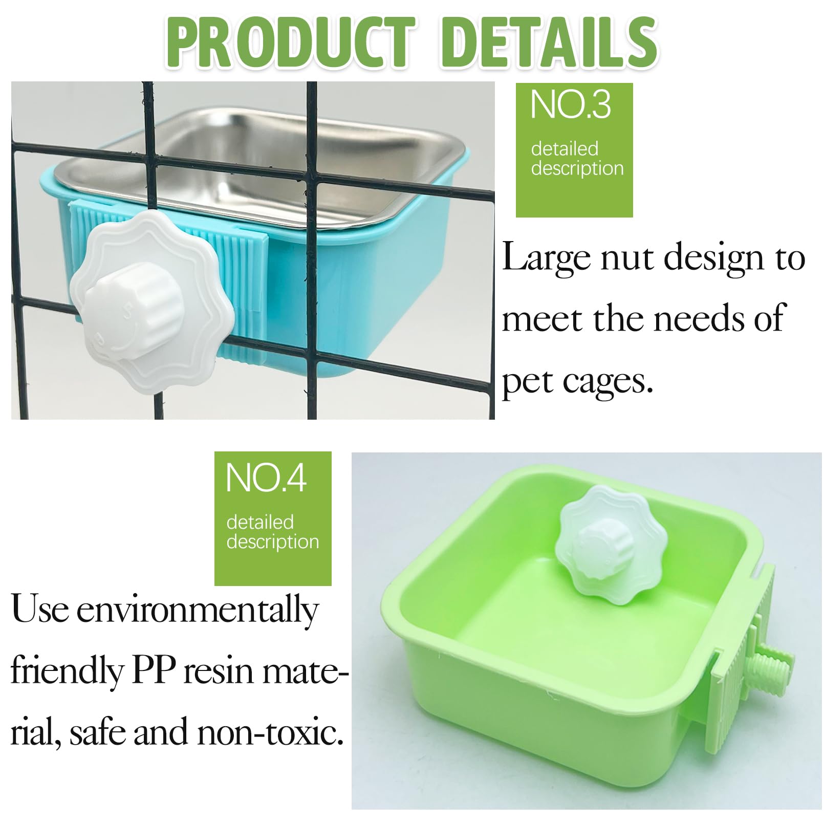 kathson dual bowls set for food and water in one crate