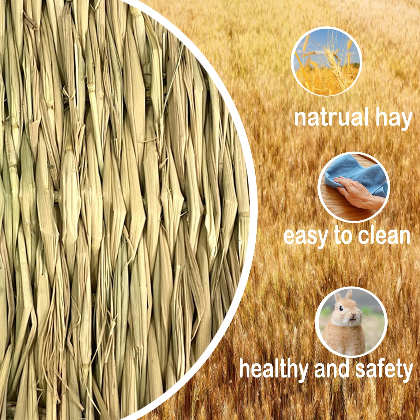 Kathson grass mats close-up shows natural weaving for safe chewing.