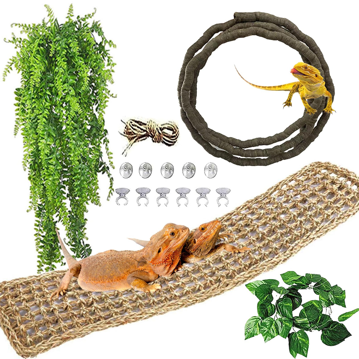 Kathson bearded dragon hammock in natural seagrass offers a safe, comfy lounge for basking