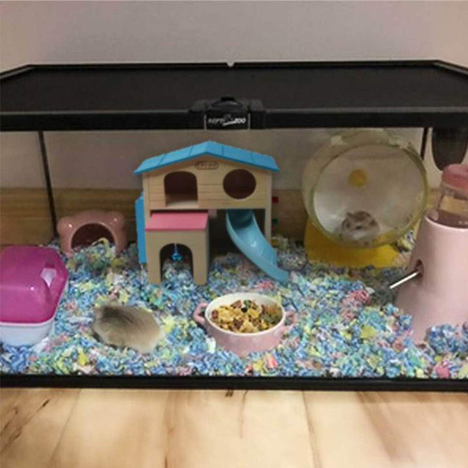 Kathson hamster house blue hanging bell detail evokes playful sound