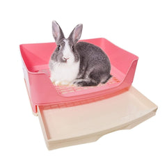 Kathson large rabbit litter box pink—durable, easy-care plastic.