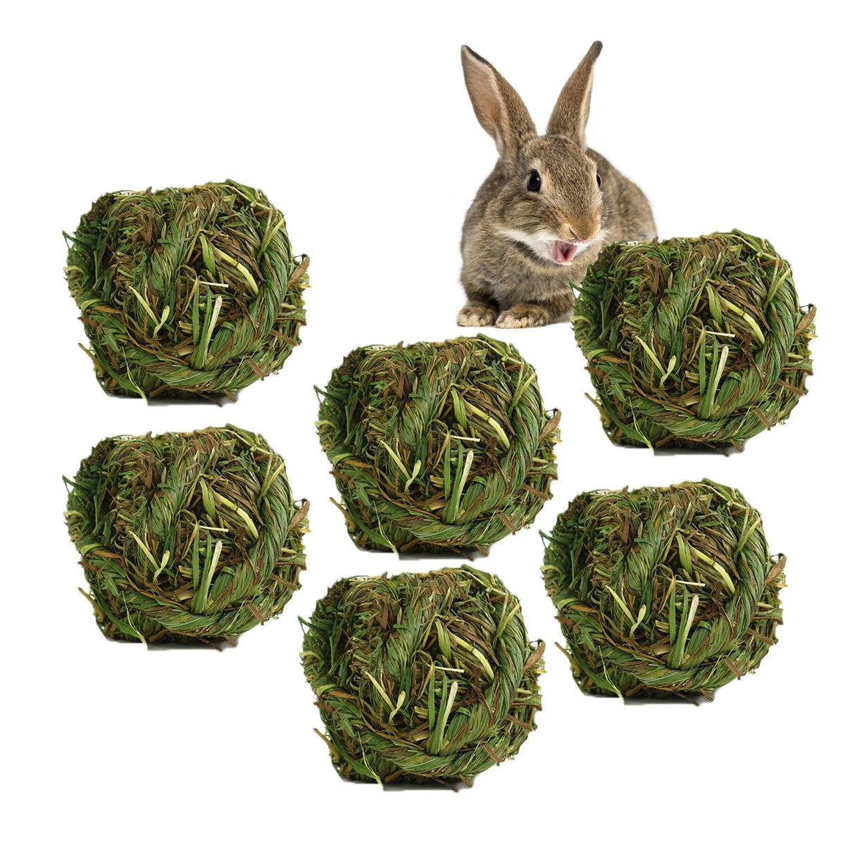 Kathson natural rabbit grass ball packaging showing six-pack for small animal chewing