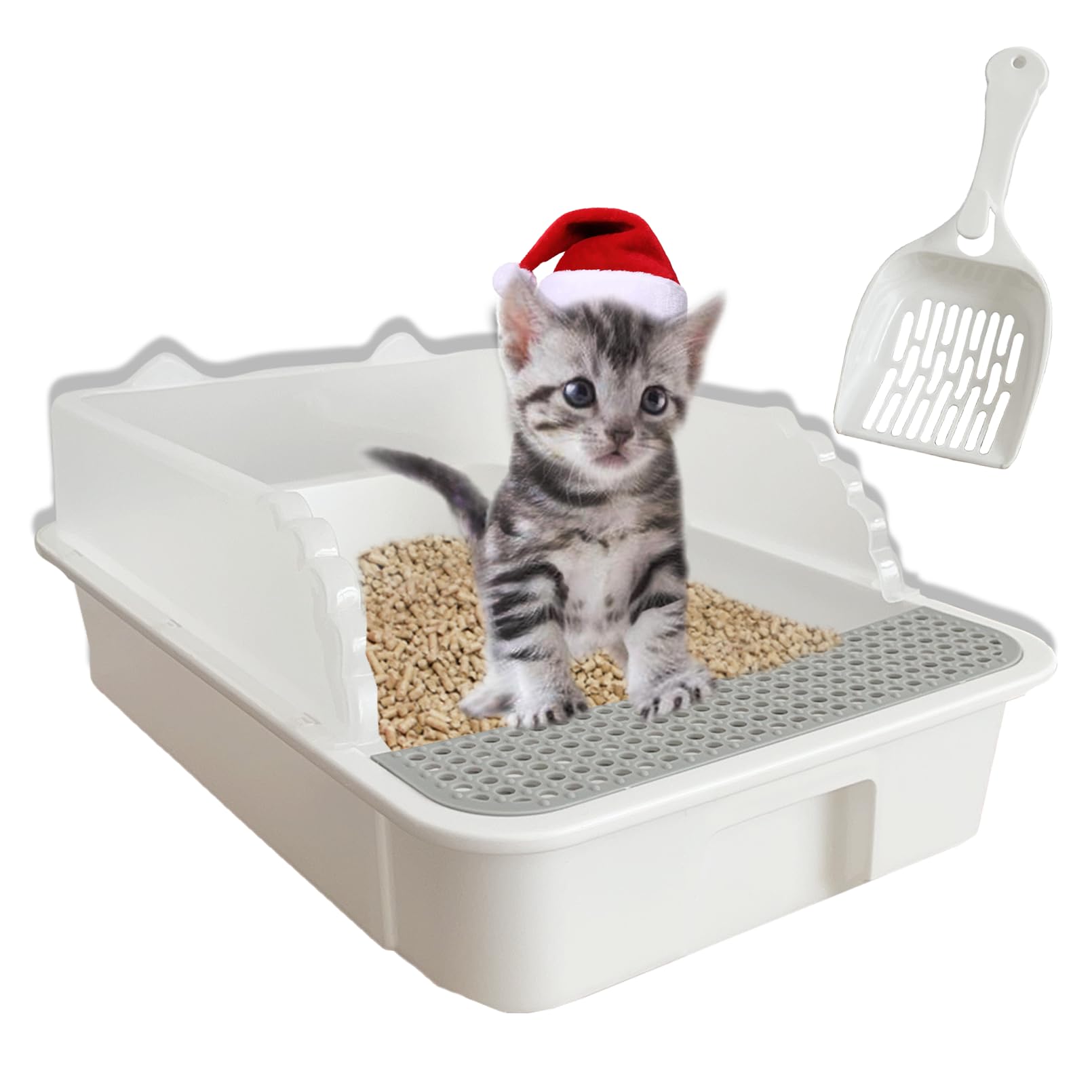 Kathson open cat litter box compact 11x17 design fits cozy spaces