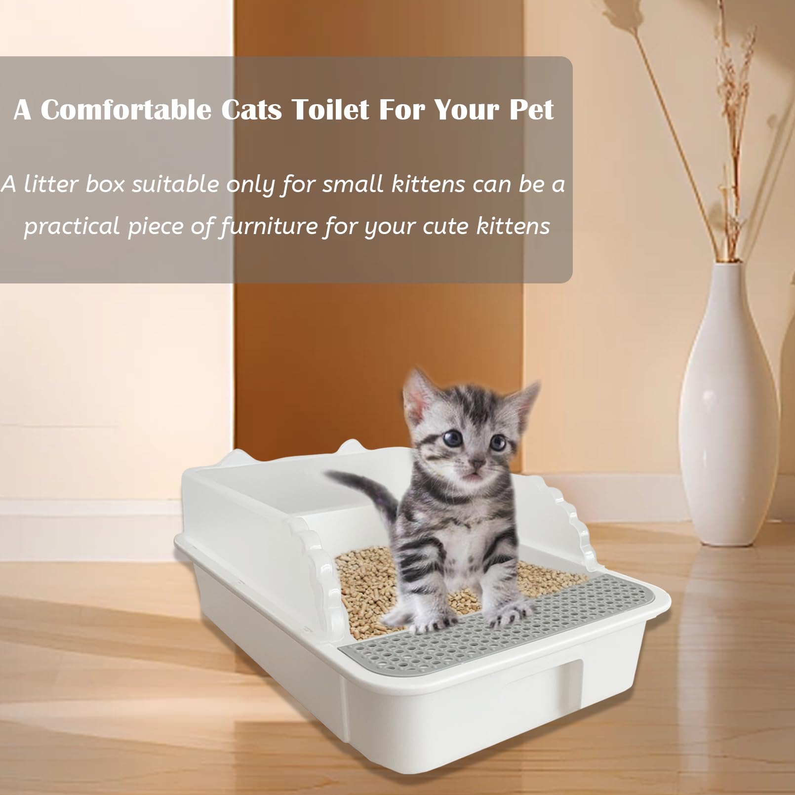 Kathson open cat litter box easy cleaning with included scoop