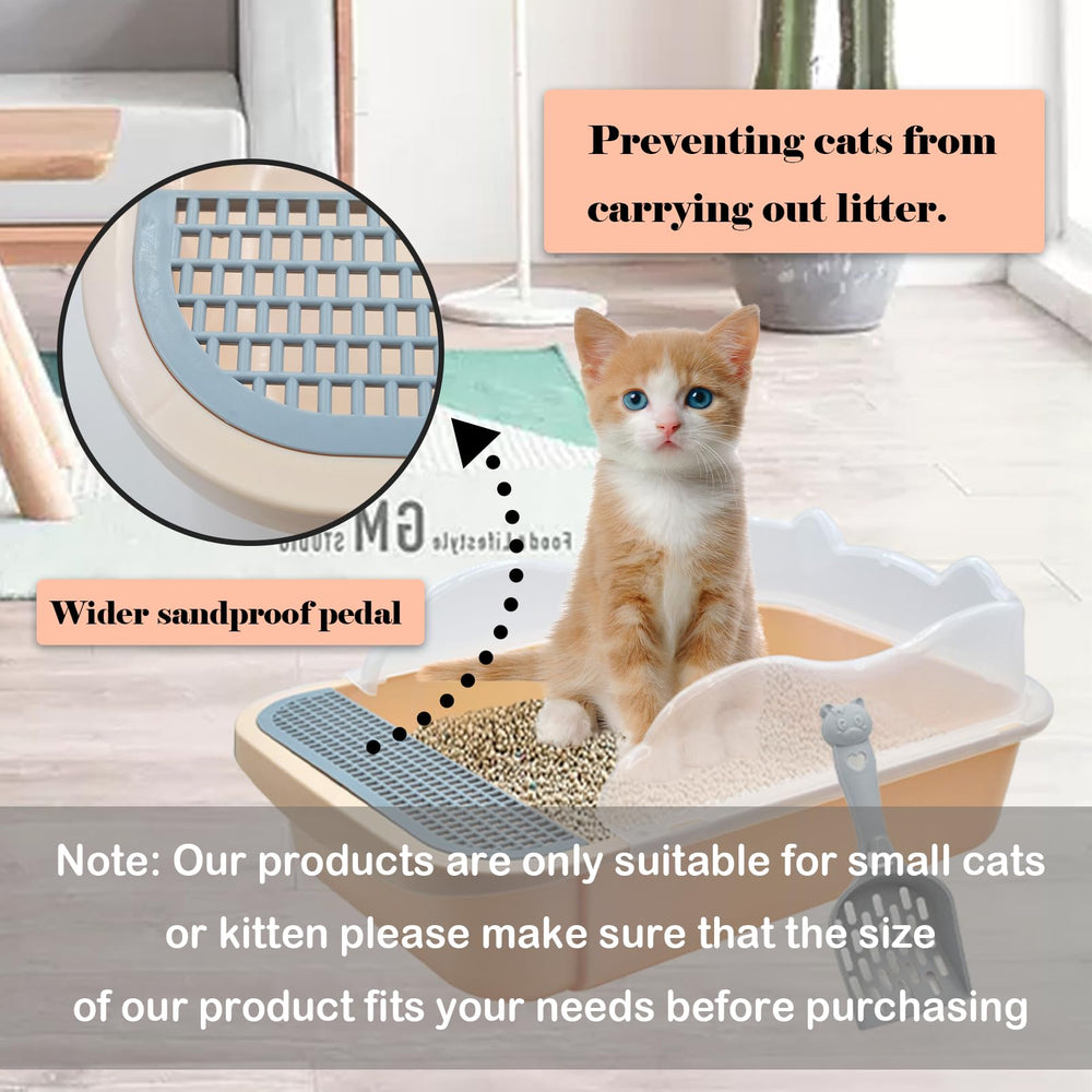 Kathson Open Cat Litter Box Khaki anti-splash design helps minimize mess after use.