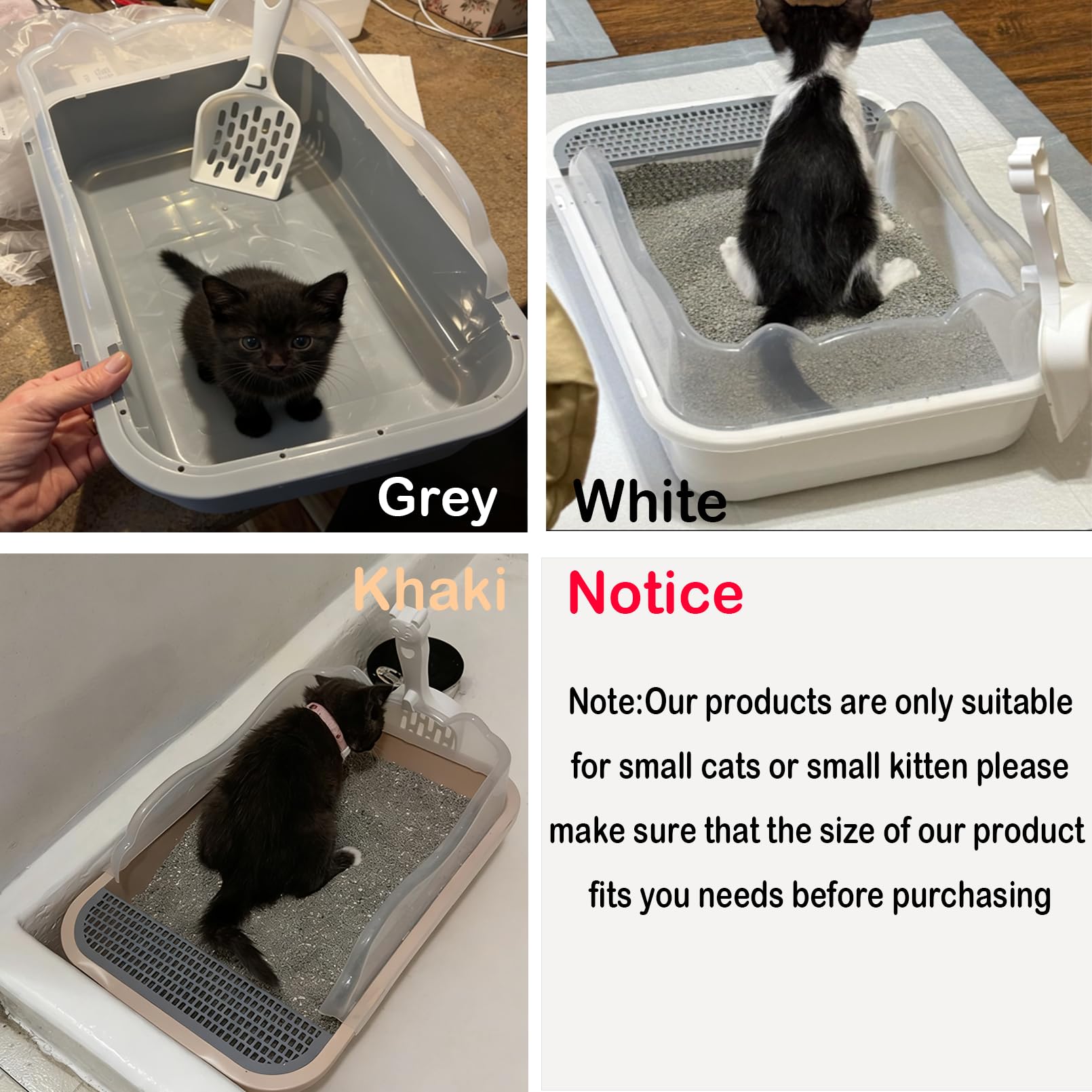 Kathson Open Cat Litter Box Khaki high sides demonstrate improved containment and airflow.