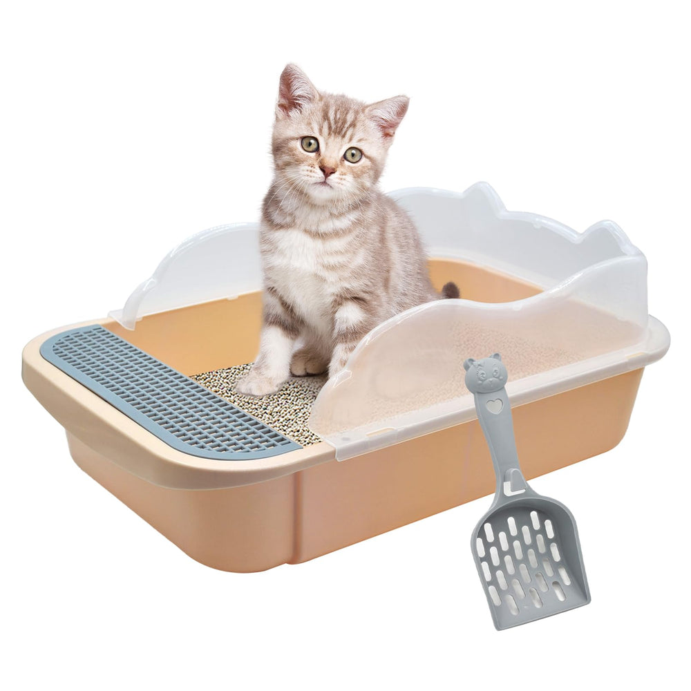 Kathson Open Cat Litter Box Khaki open-top design supports easy access and monitoring.