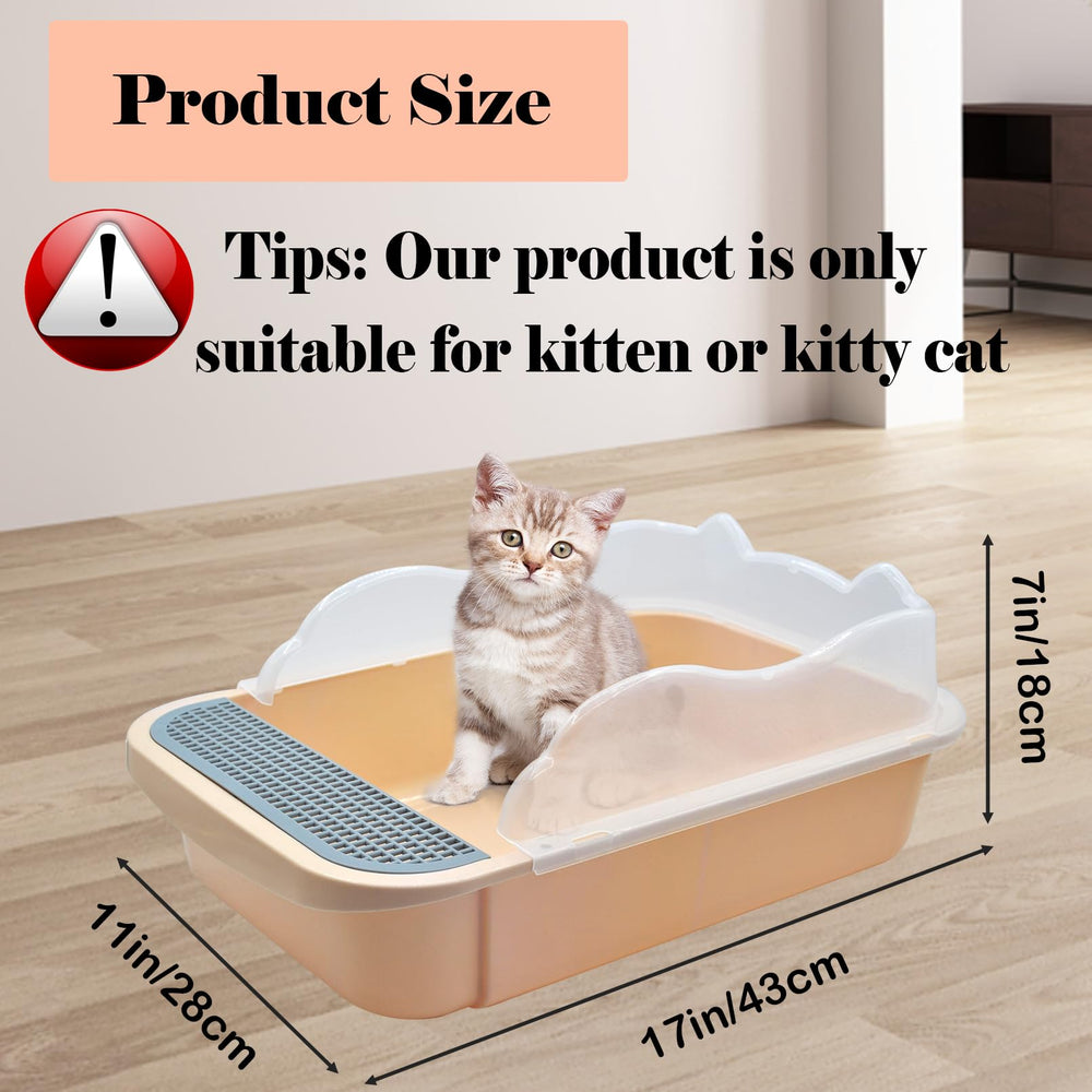 Kathson Open Cat Litter Box Khaki top view reveals open design for quick checks.