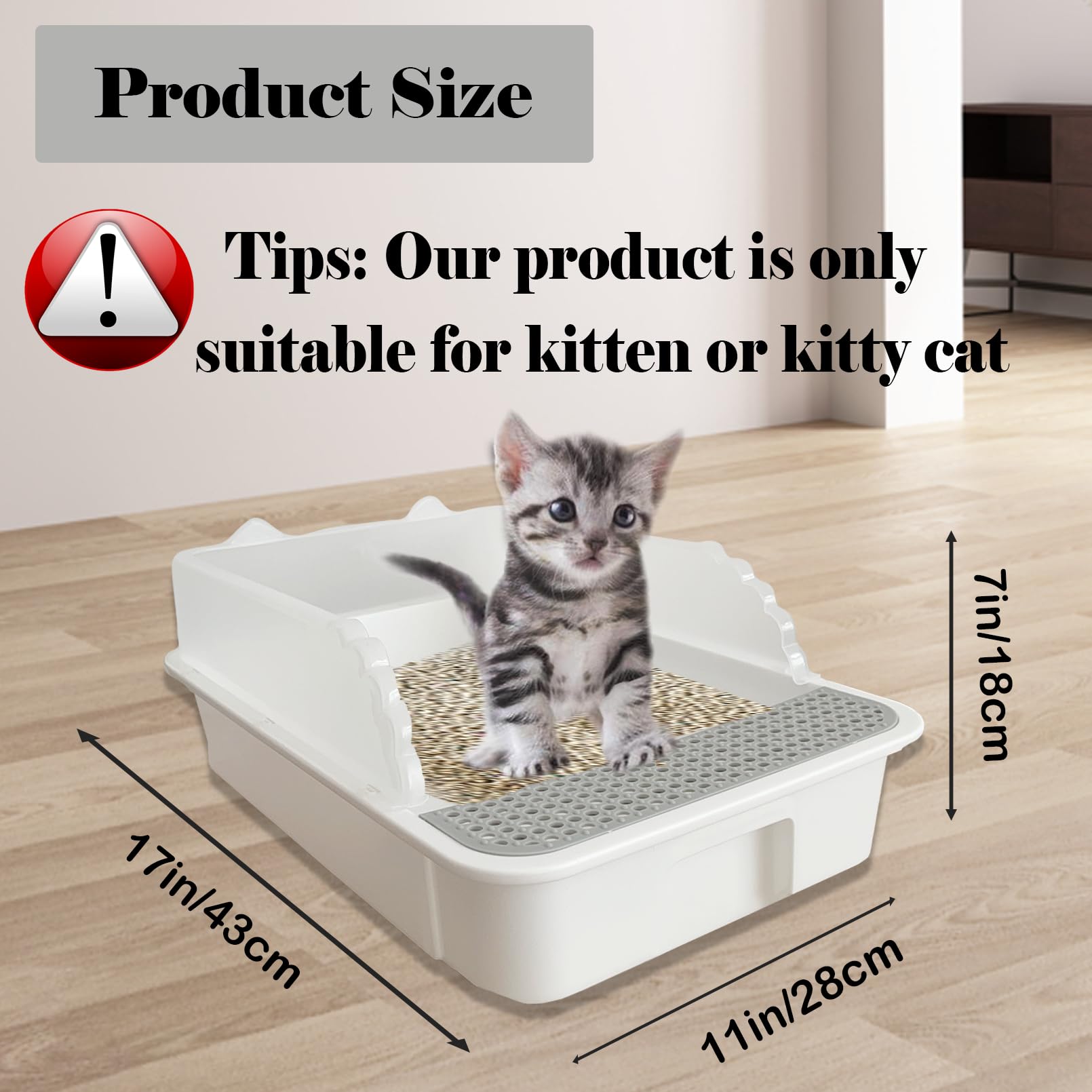 Kathson open cat litter box low entrance eases kitten to enter