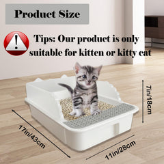 Kathson open cat litter box low entrance eases kitten to enter