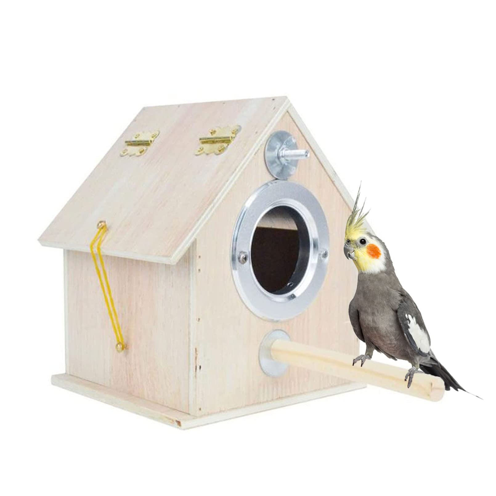 Kathson parakeet nest box front view for safe nesting and space efficiency