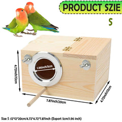 Kathson nest box perch design accommodates parrot habits on shelves.