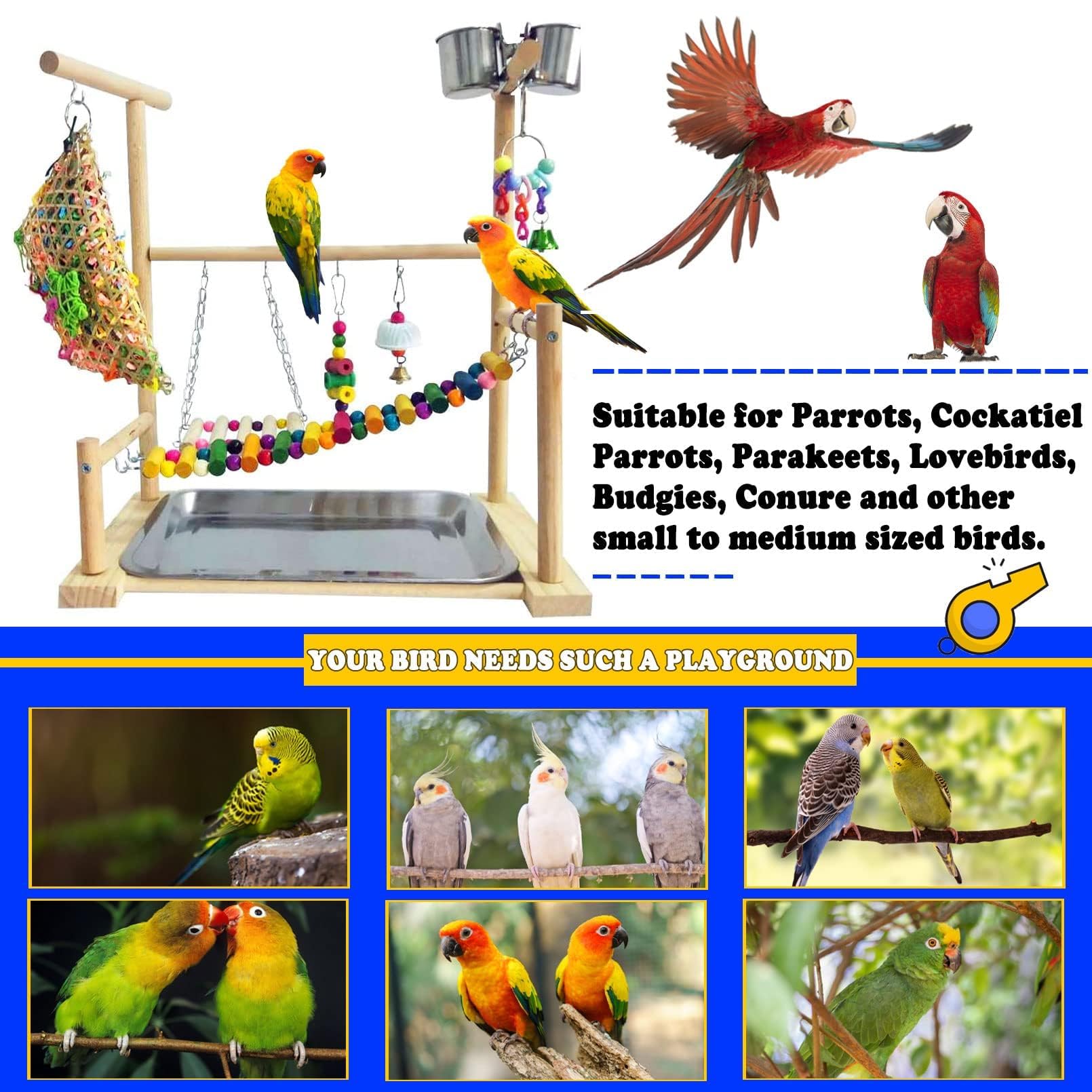 Kathson parque-juego-aves-dimensiones, tamaño compacto para escritorio.
