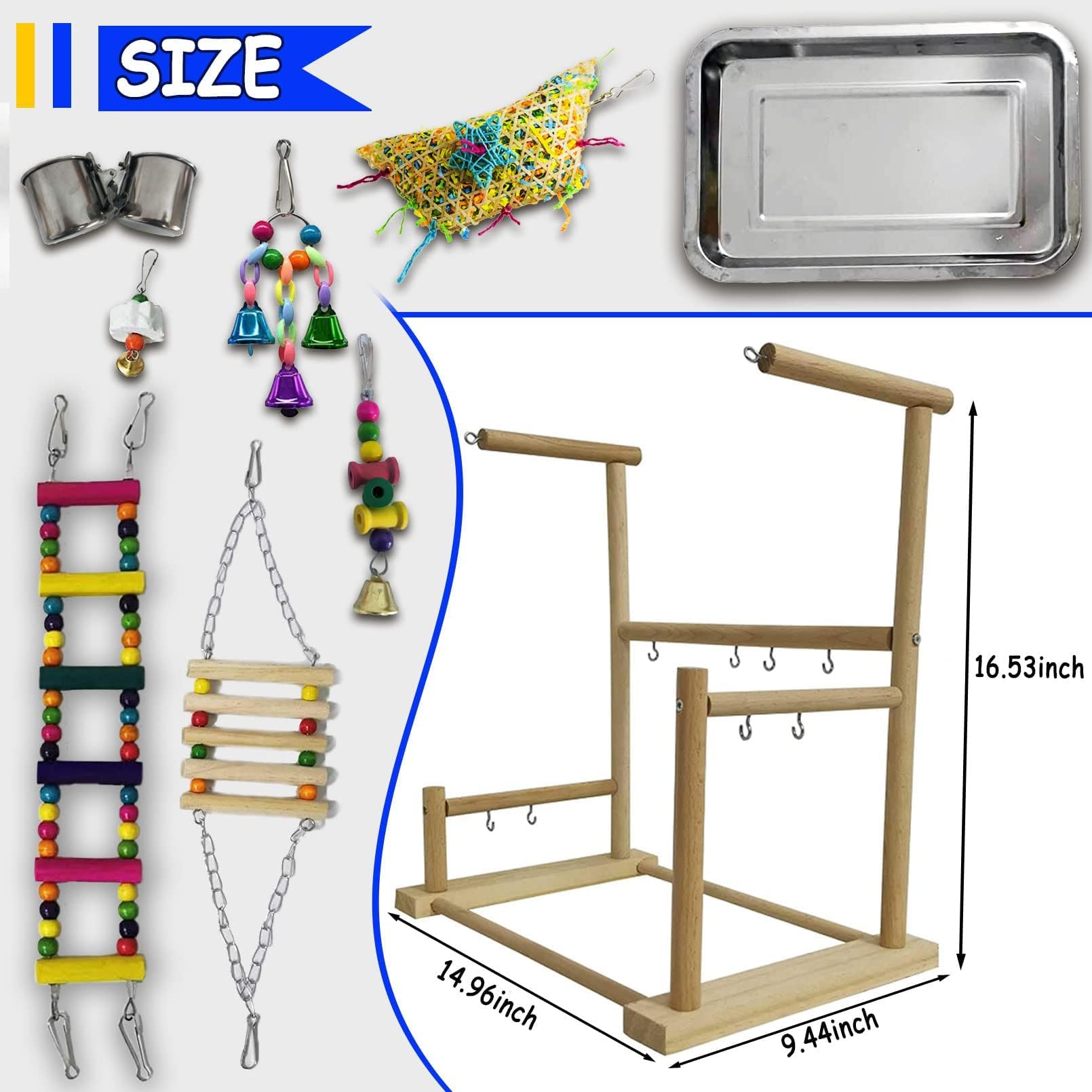 Kathson parque-juego-aves-madera-lijada, superficie suave para patas.
