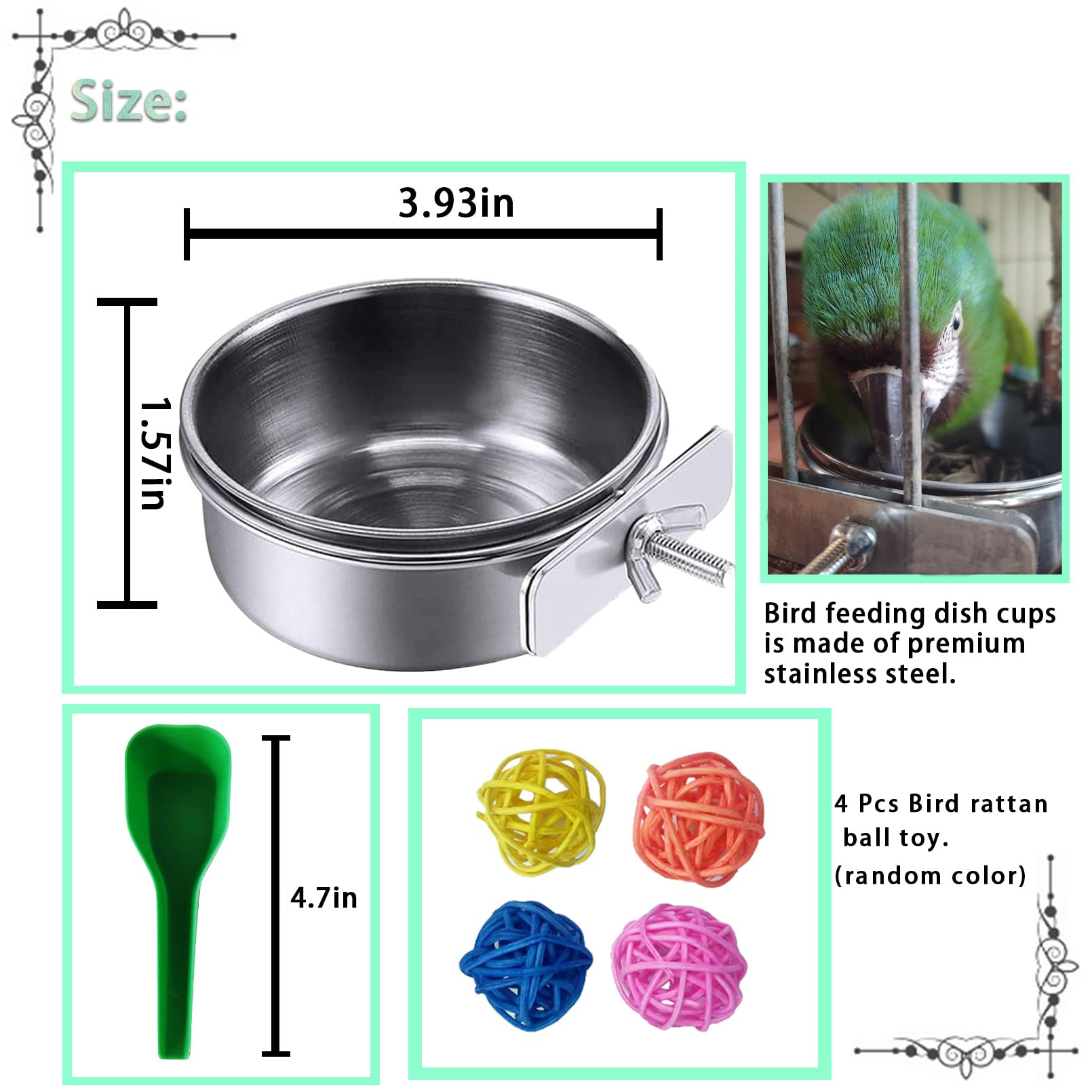 kathson parrot cage clip holder stabilizes bowls reducing tipping during active play