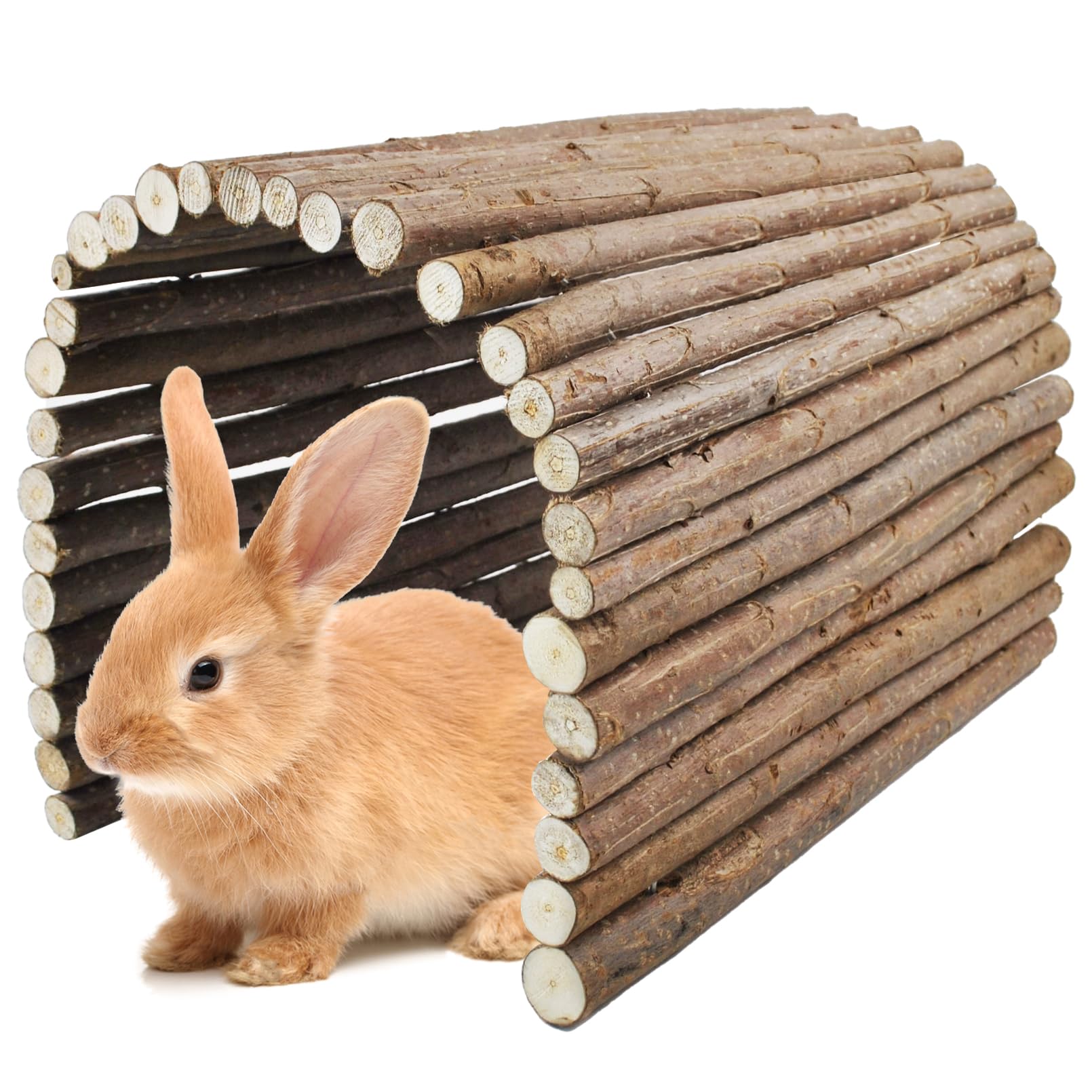 Kathson rabbit bridge wooden-bridge-65x40cm shows a sturdy natural hideout for large rodents.