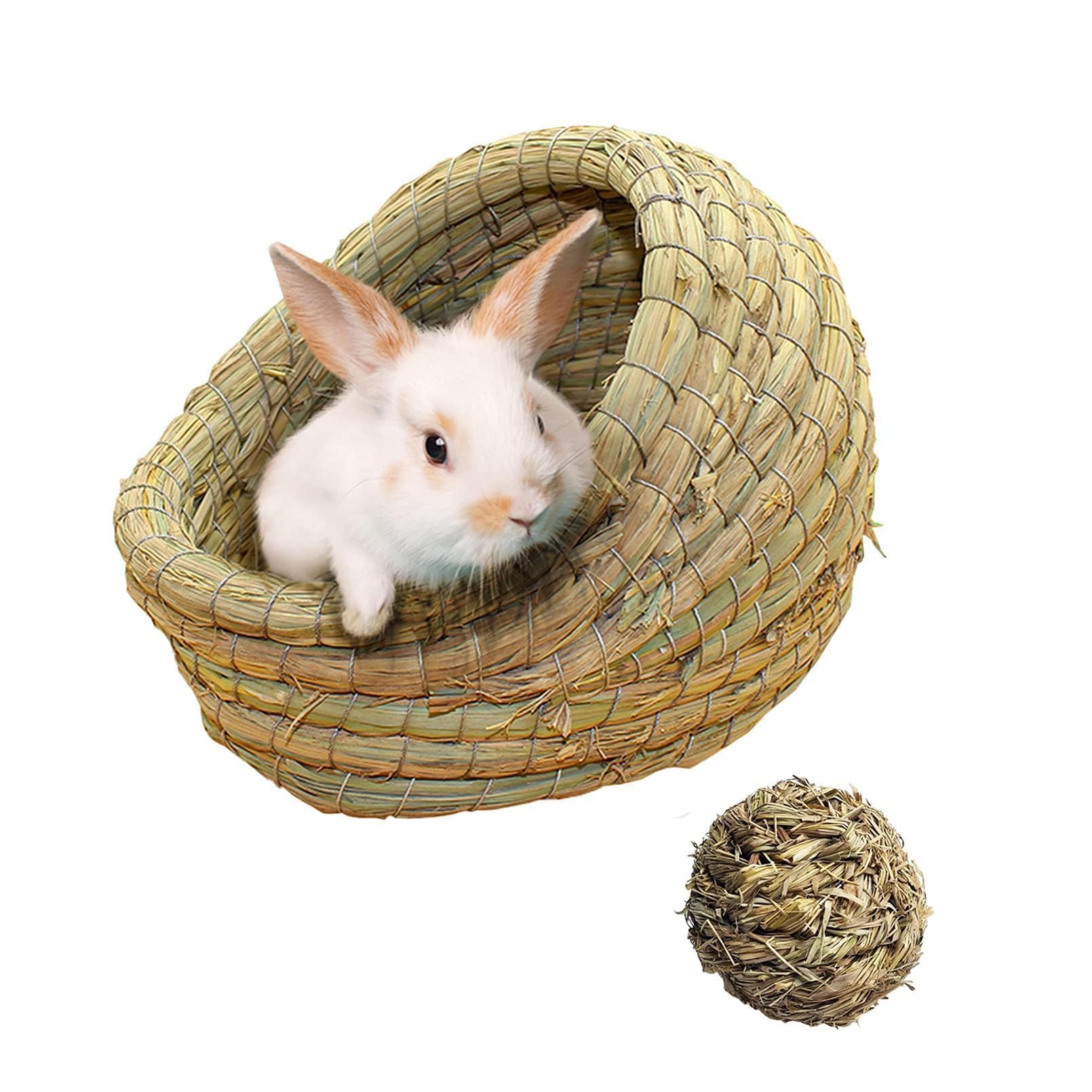 Kathson Rabbit Grass House front view offers a cozy hideaway for small pets.