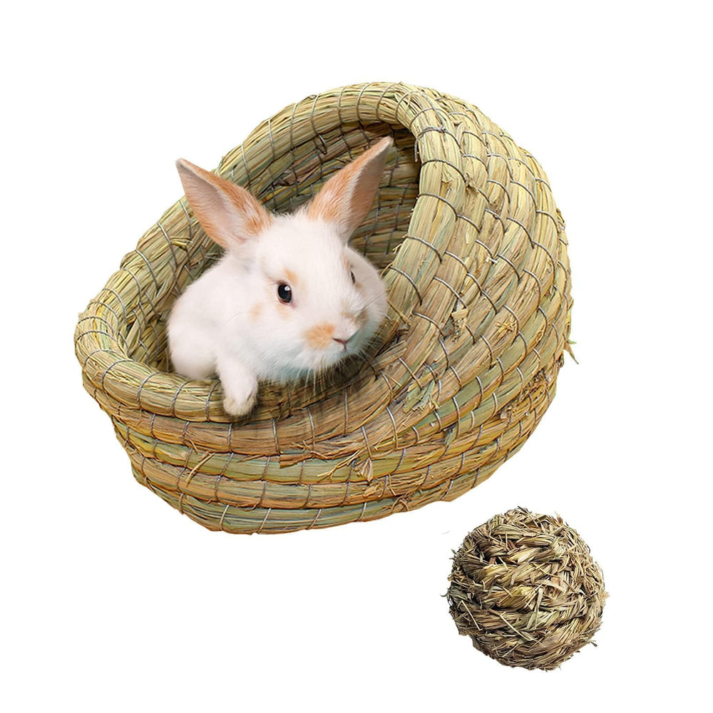 Kathson Rabbit Grass House front view offers a cozy hideaway for small pets.