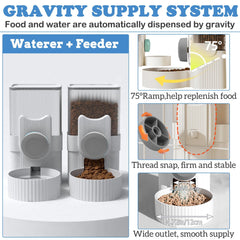 Kathson Rabbit Gravity Auto Feeder hanging clip demonstrates quick cage installation.