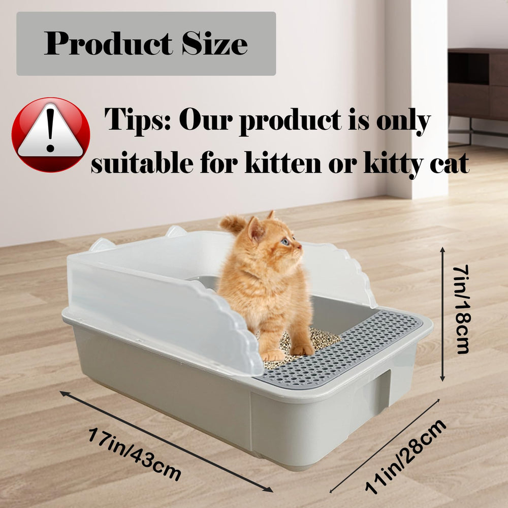 Kathson semi-enclosed kitty toilet grey open tray aids odor containment