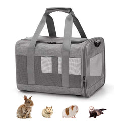 Kathson small animal carrier bag grey close-up shows durable fabric for travel