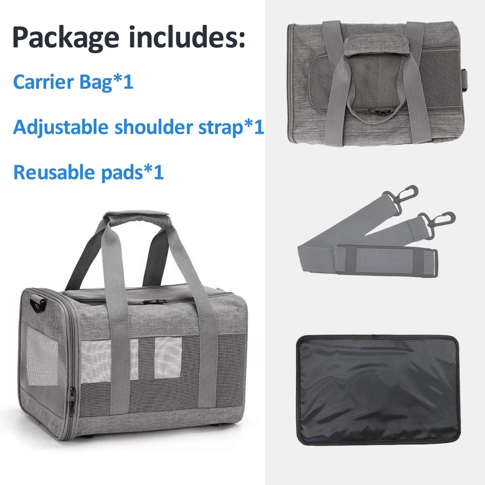 Kathson small animal carrier bag grey harness carabiner keeps pet safe