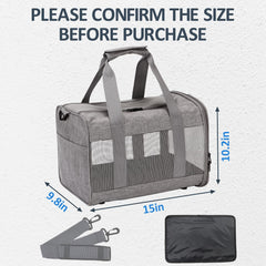 Kathson small animal carrier bag grey mesh airflow highlights breathability