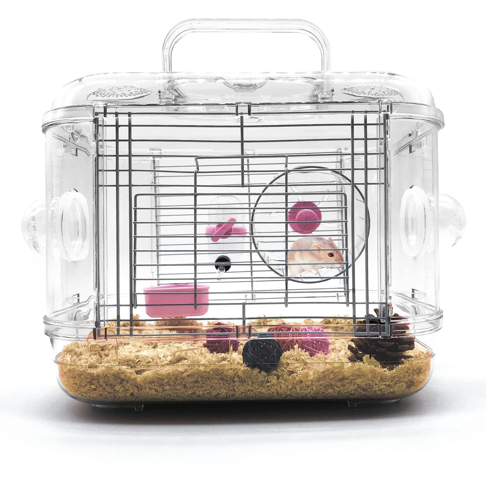 Kathson small animal carry cage top door for easy feeding and close interaction.