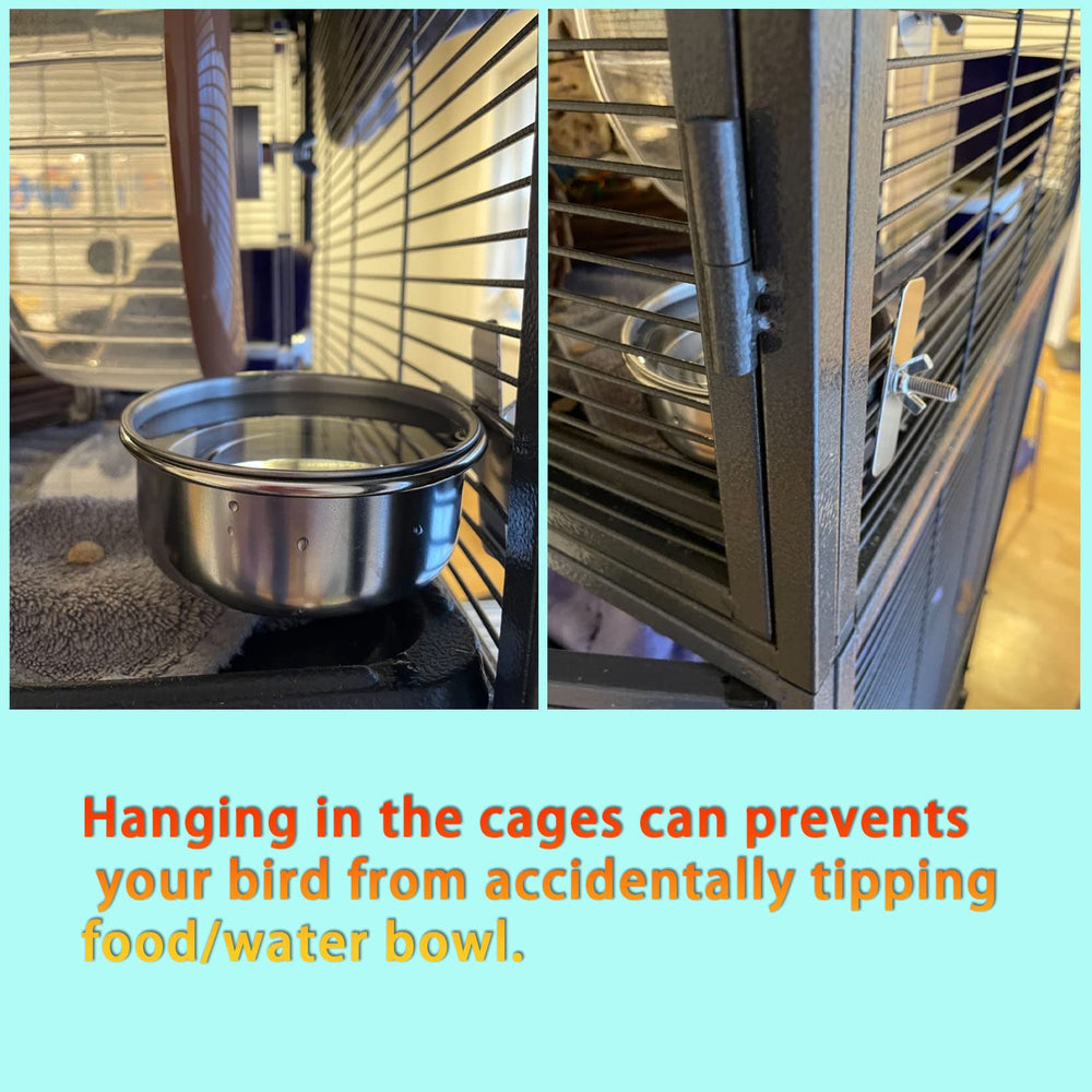 Kathson stainless steel bird bowl design offers durable food and water capacity