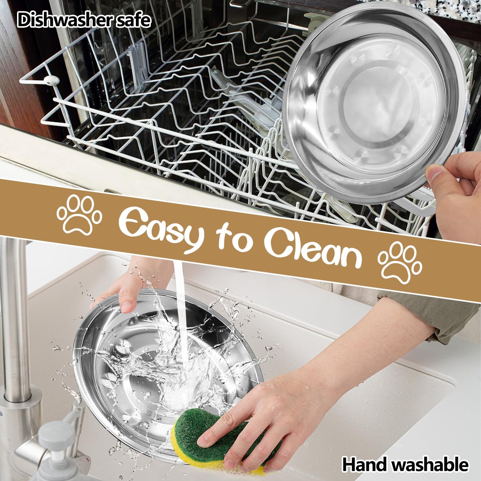Kathson durable stainless steel bowl resists rust and daily wear