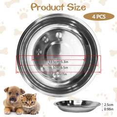 Kathson stainless steel bowls top view showing shallow depth for whisker-friendly meals