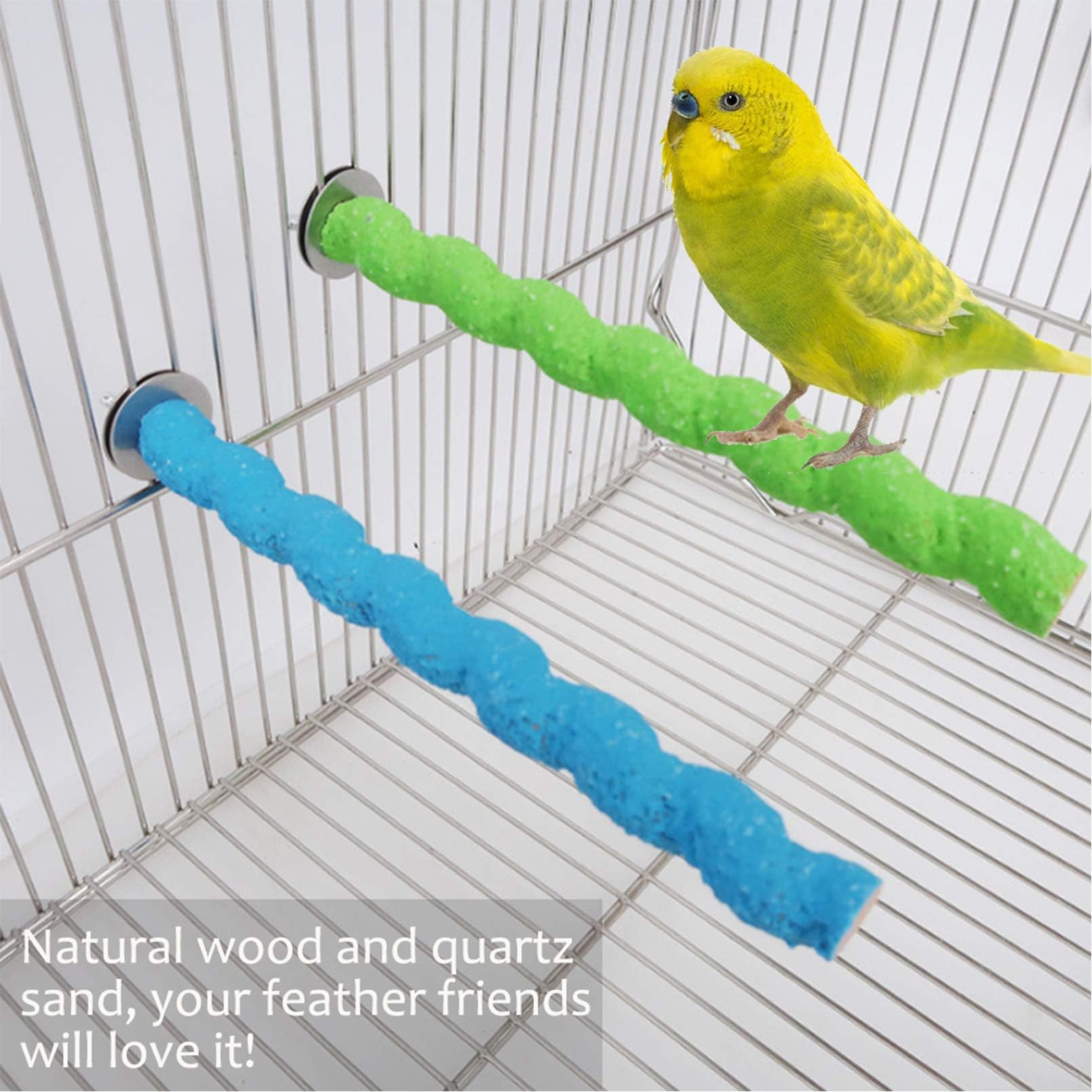 KATHSON wood parrot perch fits small to mid-sized birds for safe natural resting