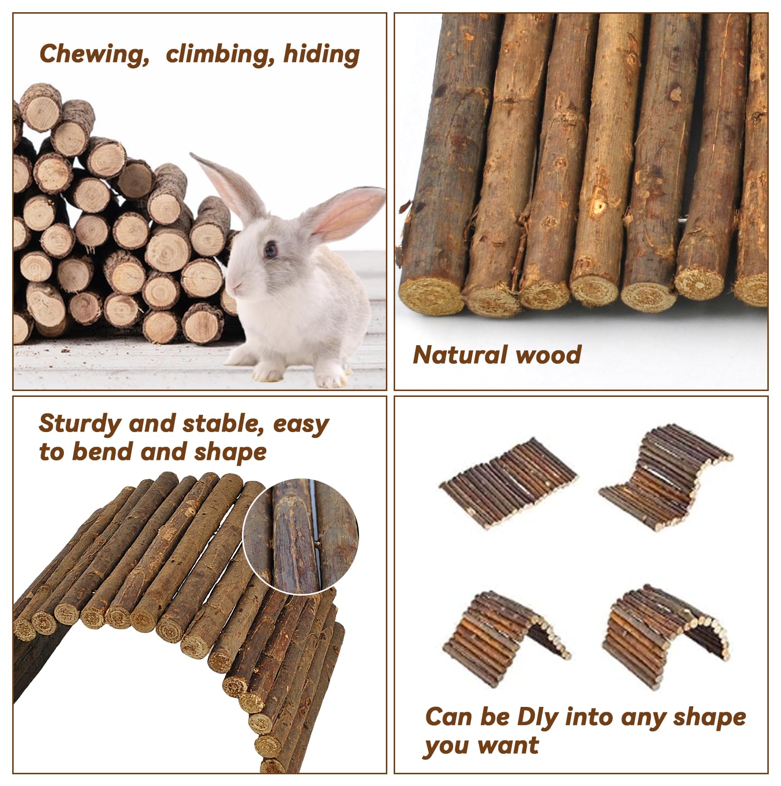 Kathson wooden hamster bridge natural wood texture highlights chew-friendly, chemical-free material.
