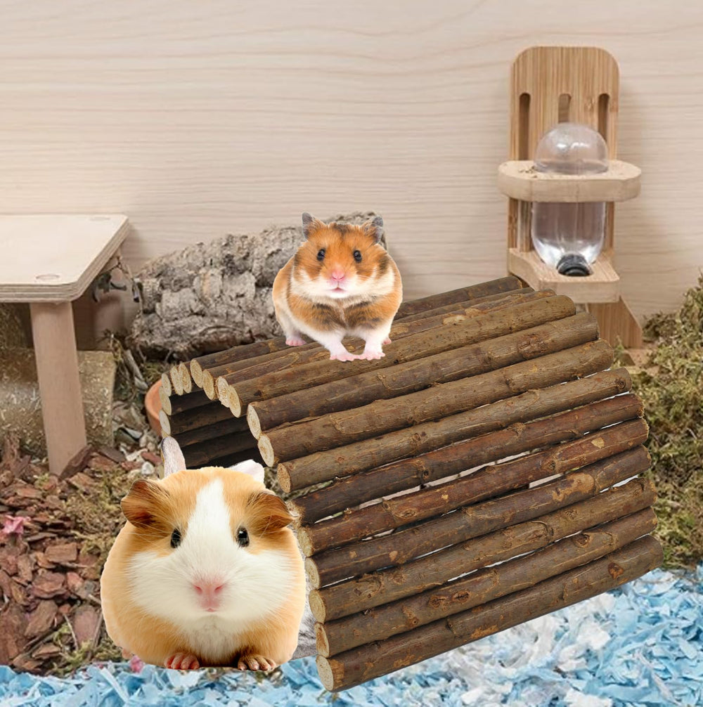 Kathson wooden hamster bridge natural wood finish emphasizes safe, chew-friendly enrichment.