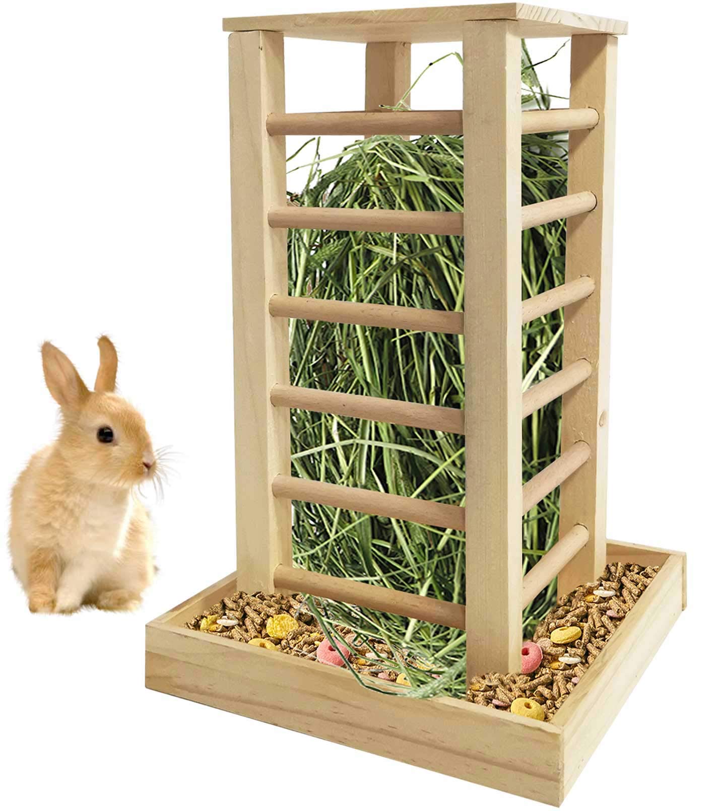 kathson wooden hay feeder front view shows easy access and reduced mess.