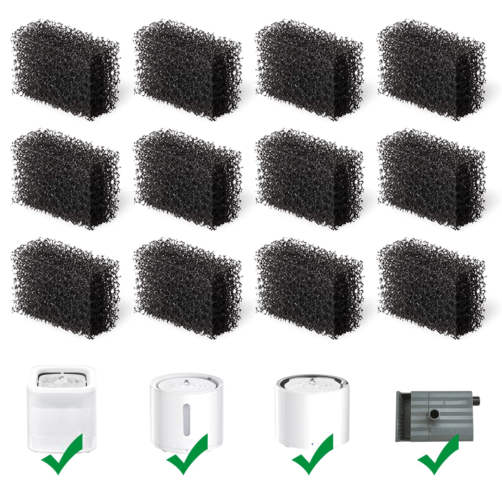 Katlikatqi 12-pack cat fountain filters shown in a package for clean drinking water.