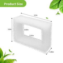 Katlikatqi foam filter dimensions show compact, high-density design for filtering hair and debris.