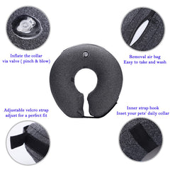 Katoggy inflatable dog cone collar easy-clean interior and plush exterior.
