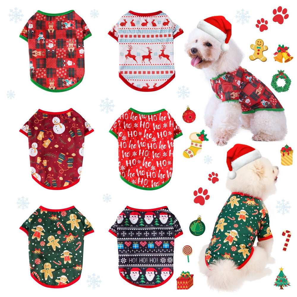 KATOLK Christmas dog clothes front view for small pets, ideal for holiday photos.