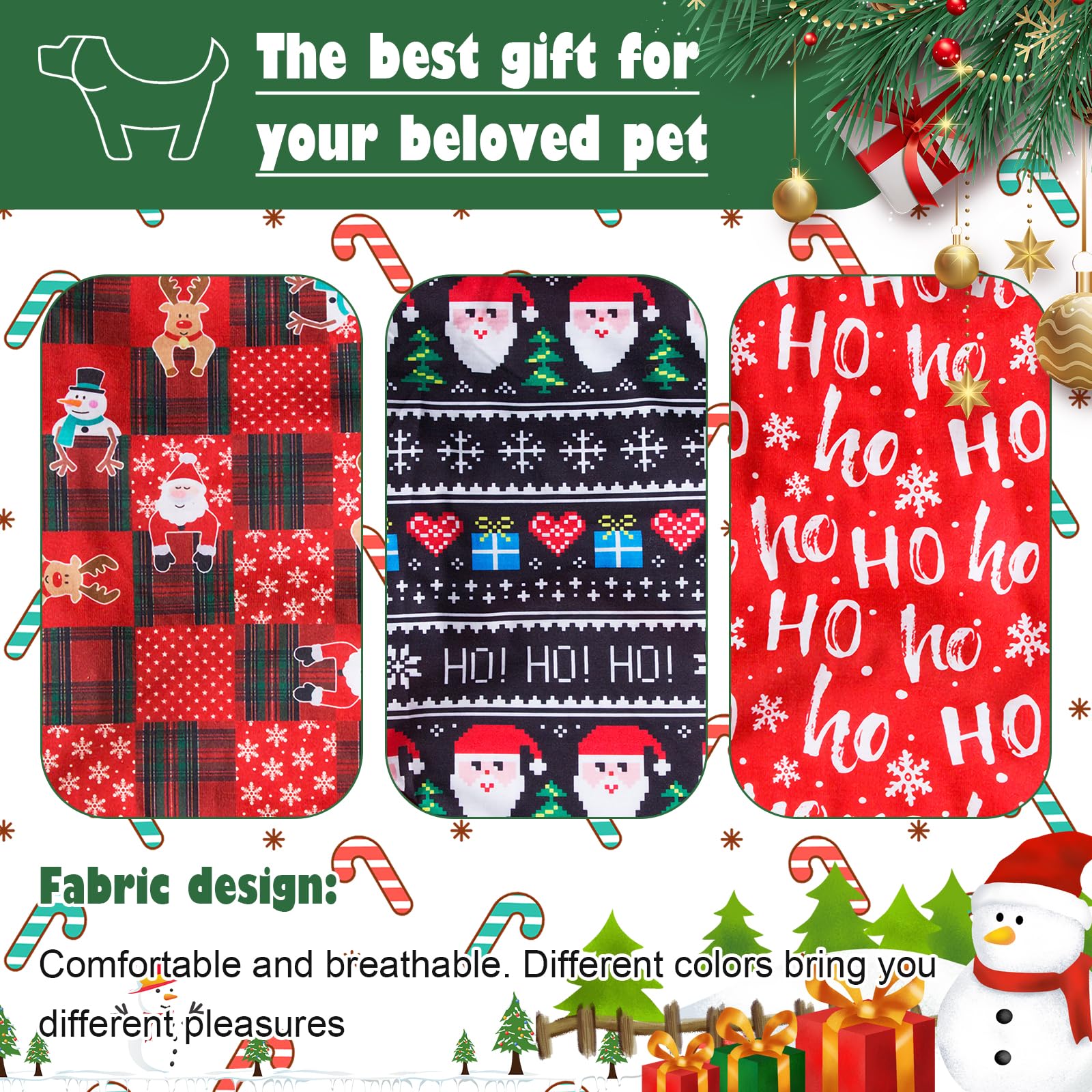 KATOLK Santa print dog shirt for holiday photos.