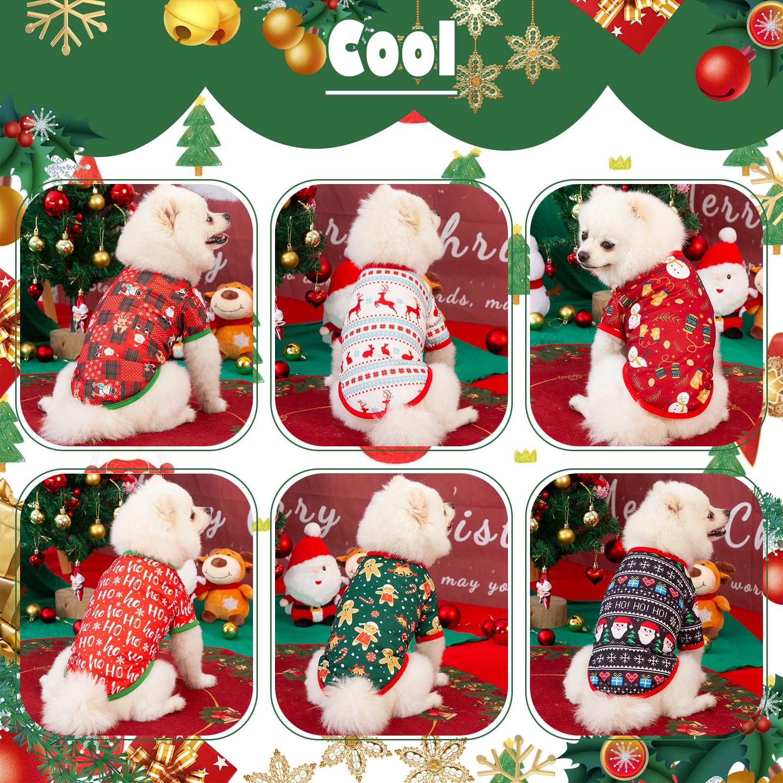 KATOLK Christmas snowman print dog shirt for festive photos.