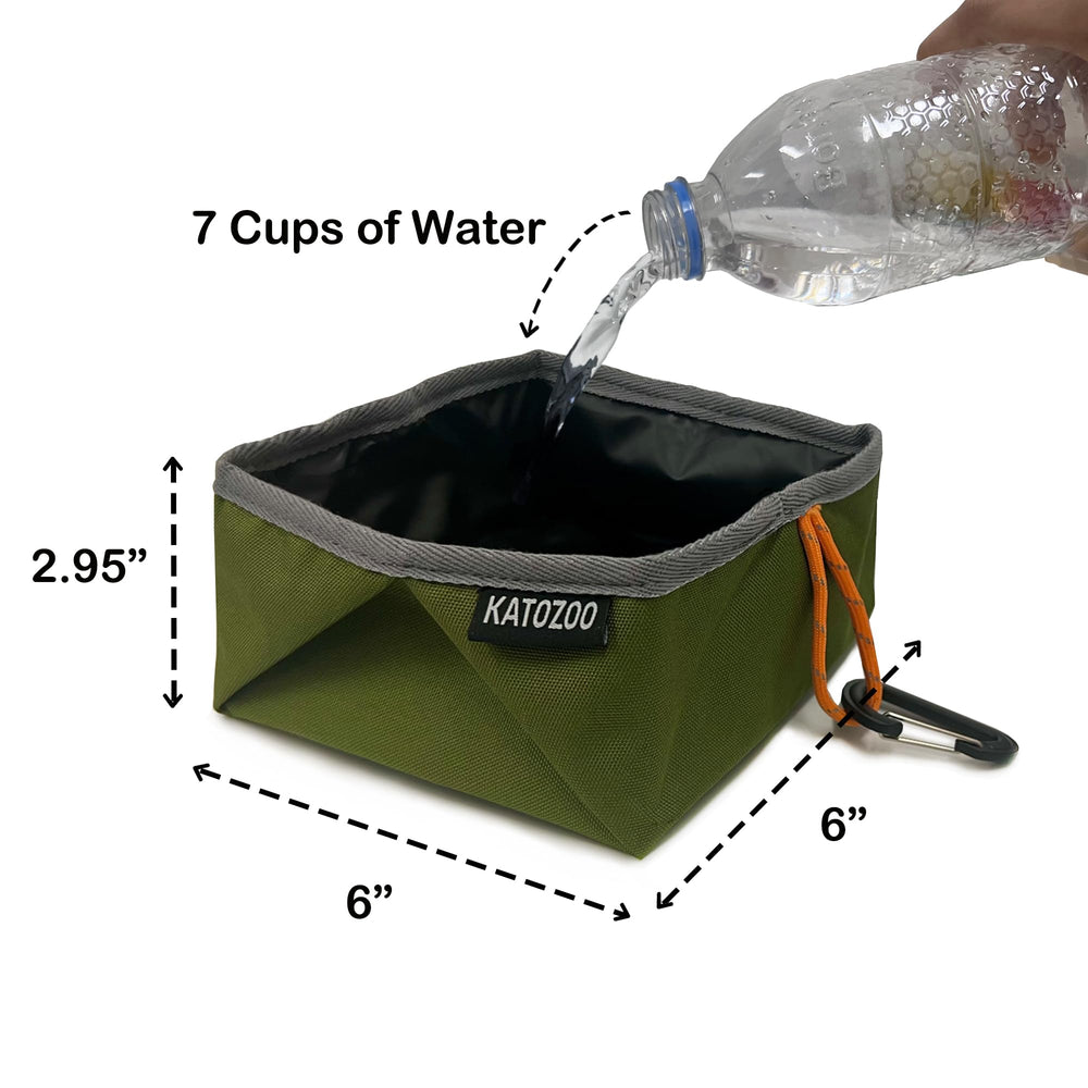 KATOZOO Travel Dog Bowls expanded to hold water and food during hikes