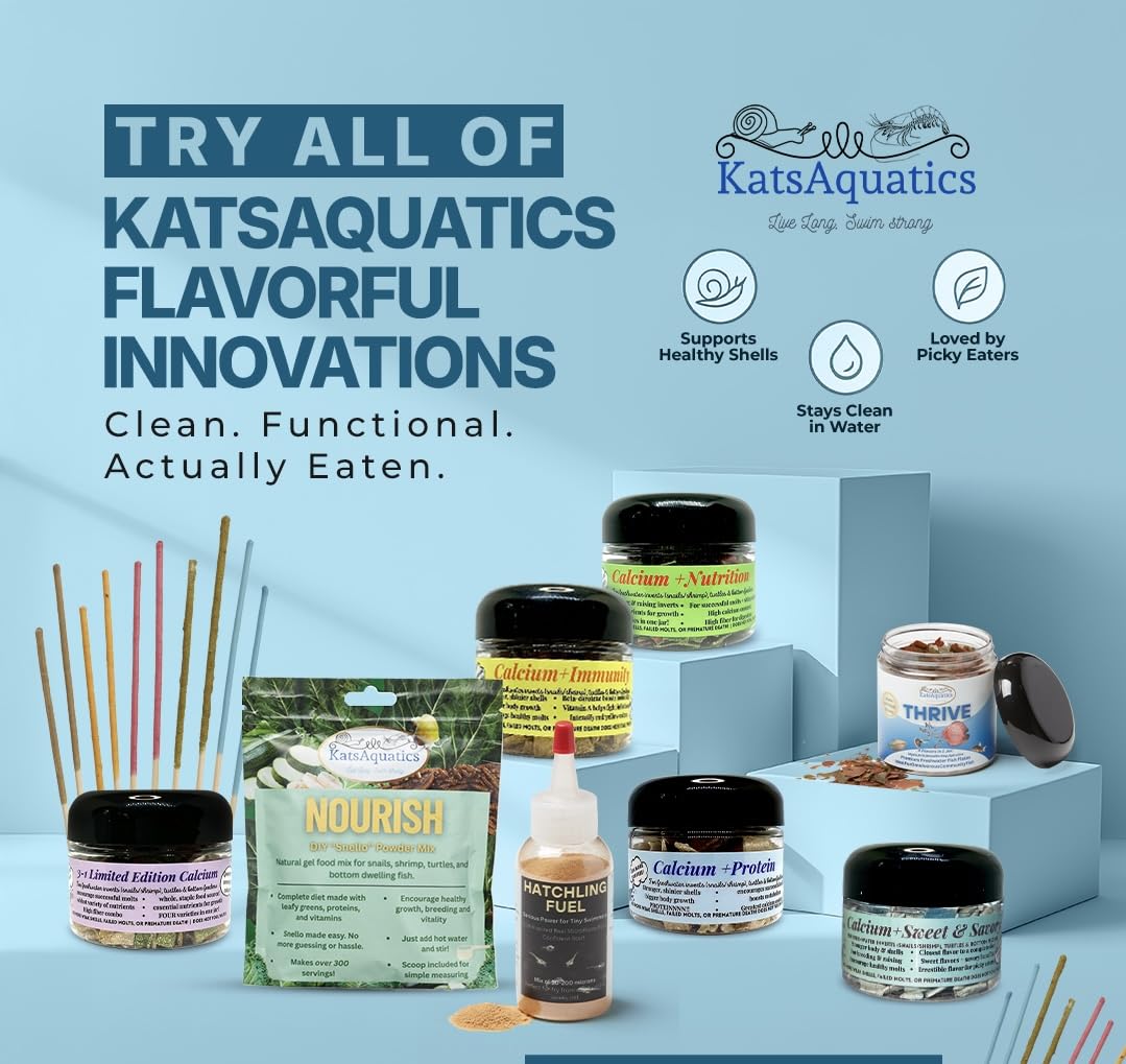 KatsAquatics Shrimpsicles five-flavor display highlights variety for daily feeding.