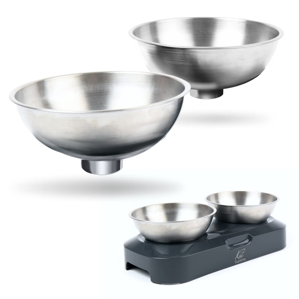KatSupreme raised bowl base elevates feeding posture for comfy meals.