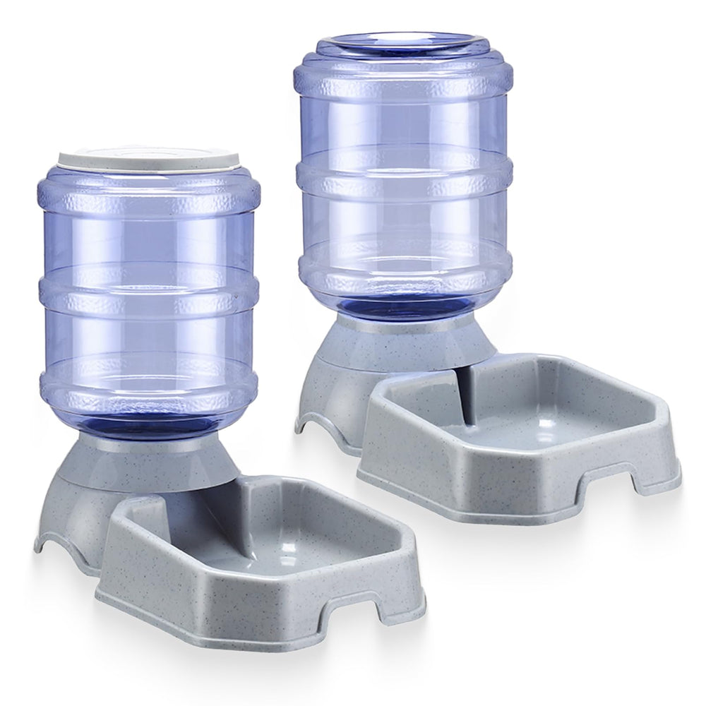 kattypet automatic pet feeder bowl set shows dual bowls for gravity refill for pets