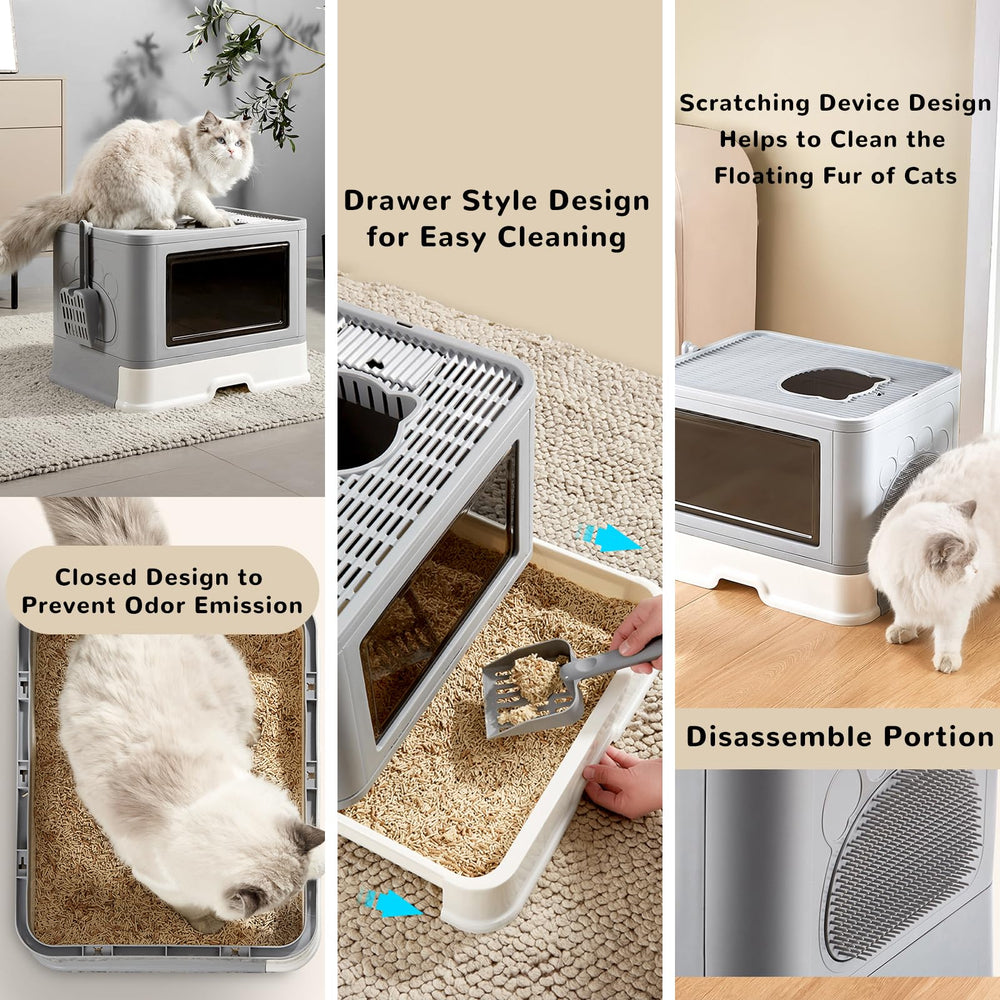 Kattypet Foldable Box front-door quick-release demonstrates easy disassembly and cleaning.