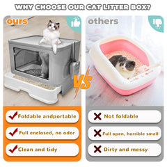 Kattypet Foldable Box scoop storage highlights built-in space for litter scoop.