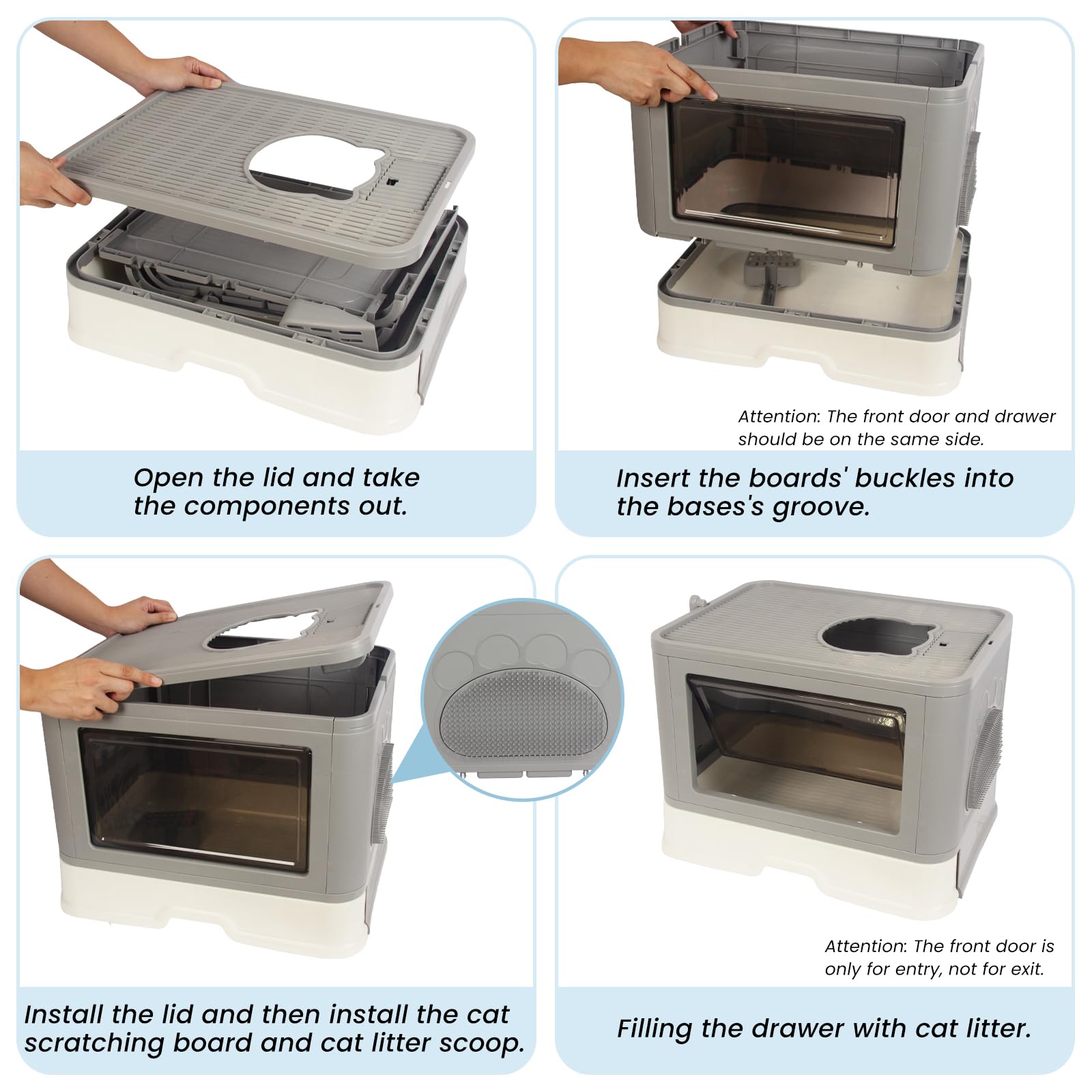 Kattypet Foldable Box top exit design allows flexible entry and exit.