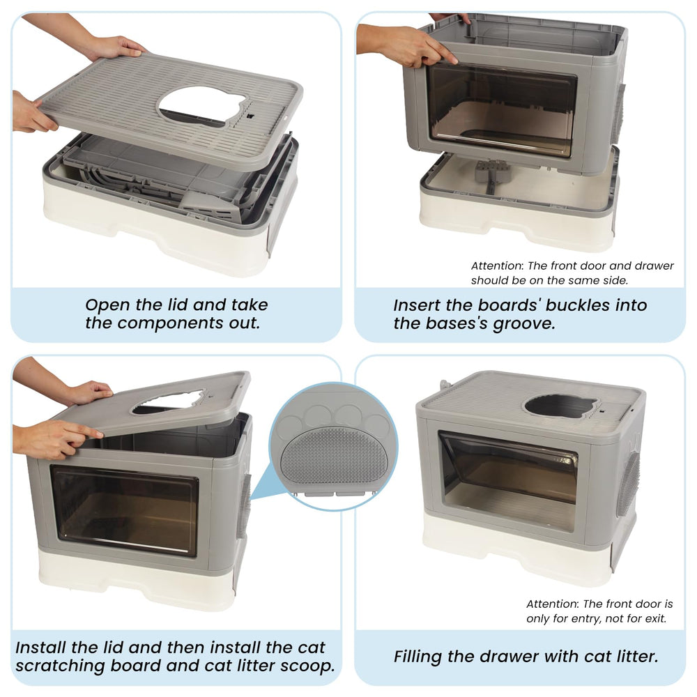 Kattypet Foldable Box top exit design allows flexible entry and exit.