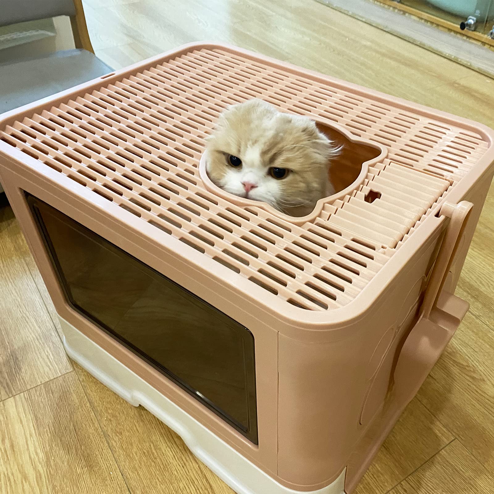 Kattypet foldable enclosed top-entry cat toilet compact, space-saving design